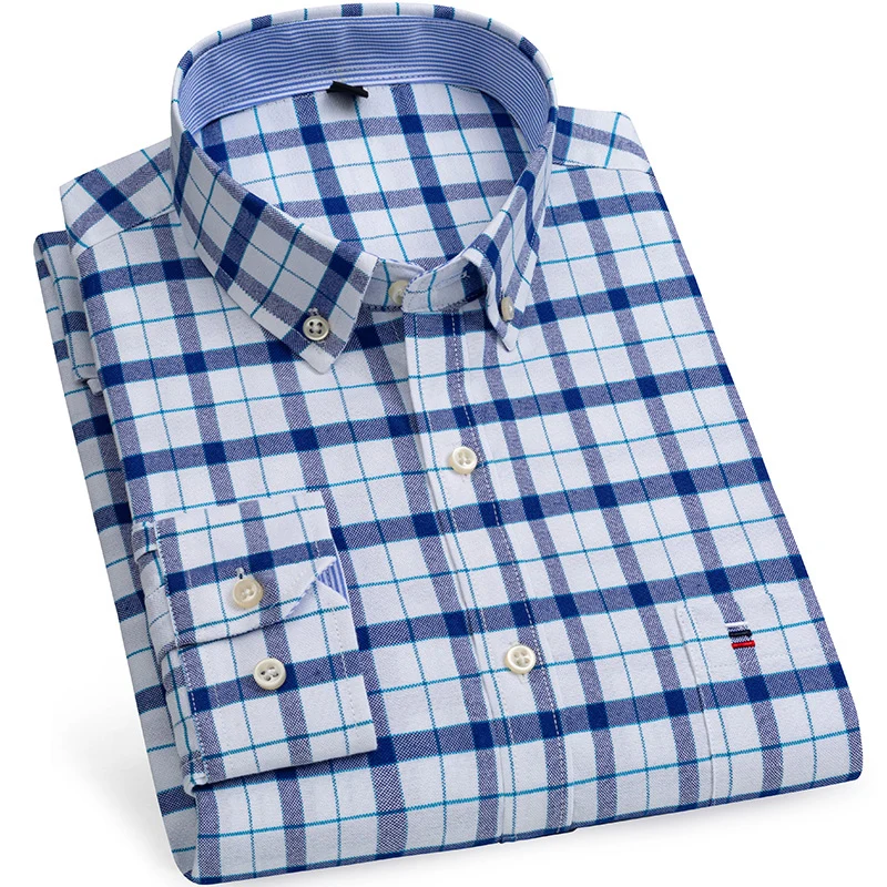 Autumn Winter 100% Cotton Oxford Shirts for Men Long Sleeve Plaid Shirt Striped Male Shirt Business Men Designer Shirts
Autumn Winter 100% Cotton Oxford Shirts for Men Long Sleeve Plaid Shirt Striped Male Shirt Business Men Designer Shirts