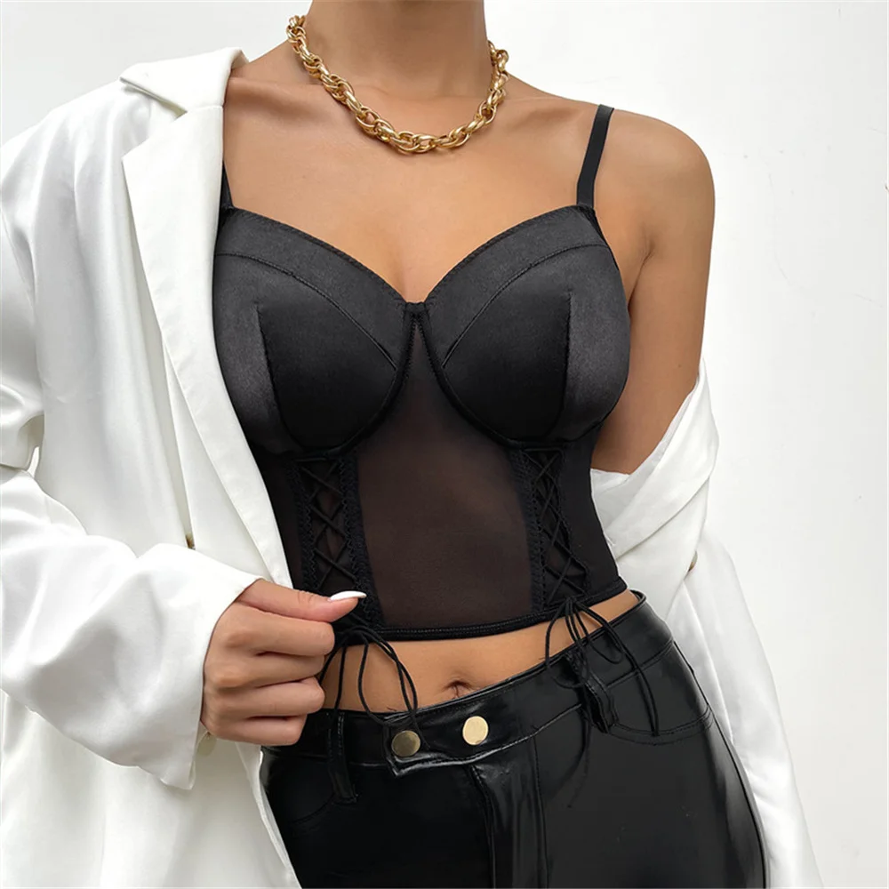 Women Sexy Push Up See-Through Camis Sexy Summer Sleeveless Hollow Out Mesh Crop Top Spaghetti Strap Tank Nightclub Black 2022
Women Sexy Push Up See-Through Camis Sexy Summer Sleeveless Hollow Out Mesh Crop Top Spaghetti Strap Tank Nightclub Black 2022