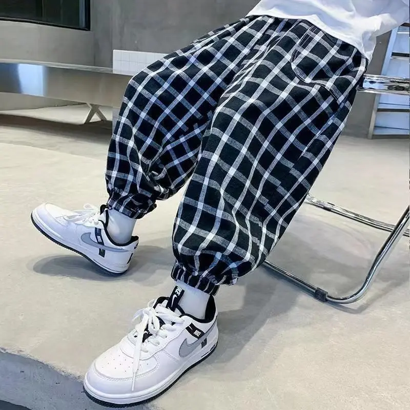 Брюки для мальчиков, детские весенние клетчатые хлопковые льняные брюки, модные полностью прямые брюки для мальчиков 110-160
Брюки для мальчиков, детские весенние клетчатые хлопковые льняные брюки, модные полностью прямые брюки для мальчиков 110-160