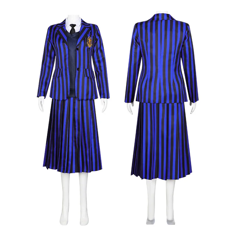 Костюм женский школьный в полоску, с галстуком и юбкой
Костюм женский школьный в полоску, с галстуком и юбкой