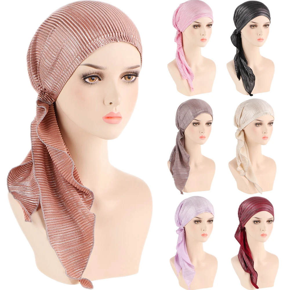 Muslim Women Pre-Tied Hijabs Turban Head Wrap Underscarf Chemo Cancer Cap Hair Loss Hat Long Tail Bonnet Arab Islamic Beanie New 
Muslim Women Pre-Tied Hijabs Turban Head Wrap Underscarf Chemo Cancer Cap Hair Loss Hat Long Tail Bonnet Arab Islamic Beanie New