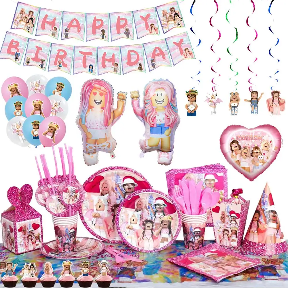 Pink Girls Robot Game Birthday Party Decoration Supplies Robloxs Party Balloon Disposable Tableware Cup Plate Baby Shower Decor
Pink Girls Robot Game Birthday Party Decoration Supplies Robloxs Party Balloon Disposable Tableware Cup Plate Baby Shower Decor