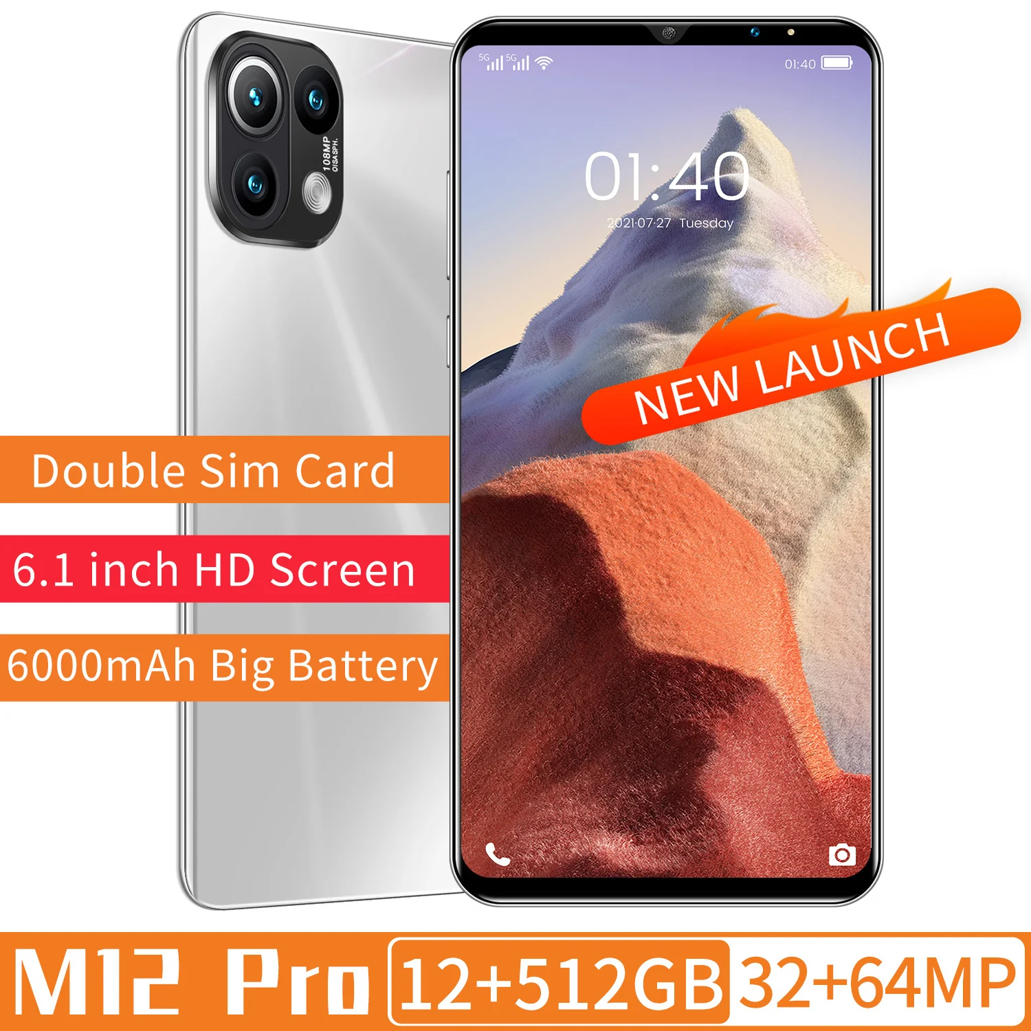 Global Version M12 Pro 6.1 Inch 6000mAh Face Fingerprint ID Mobilephone 12+512GB Android 11 Dual SIM+Micro SD 32+64MP Smartphone
Global Version M12 Pro 6.1 Inch 6000mAh Face Fingerprint ID Mobilephone 12+512GB Android 11 Dual SIM+Micro SD 32+64MP Smartphone