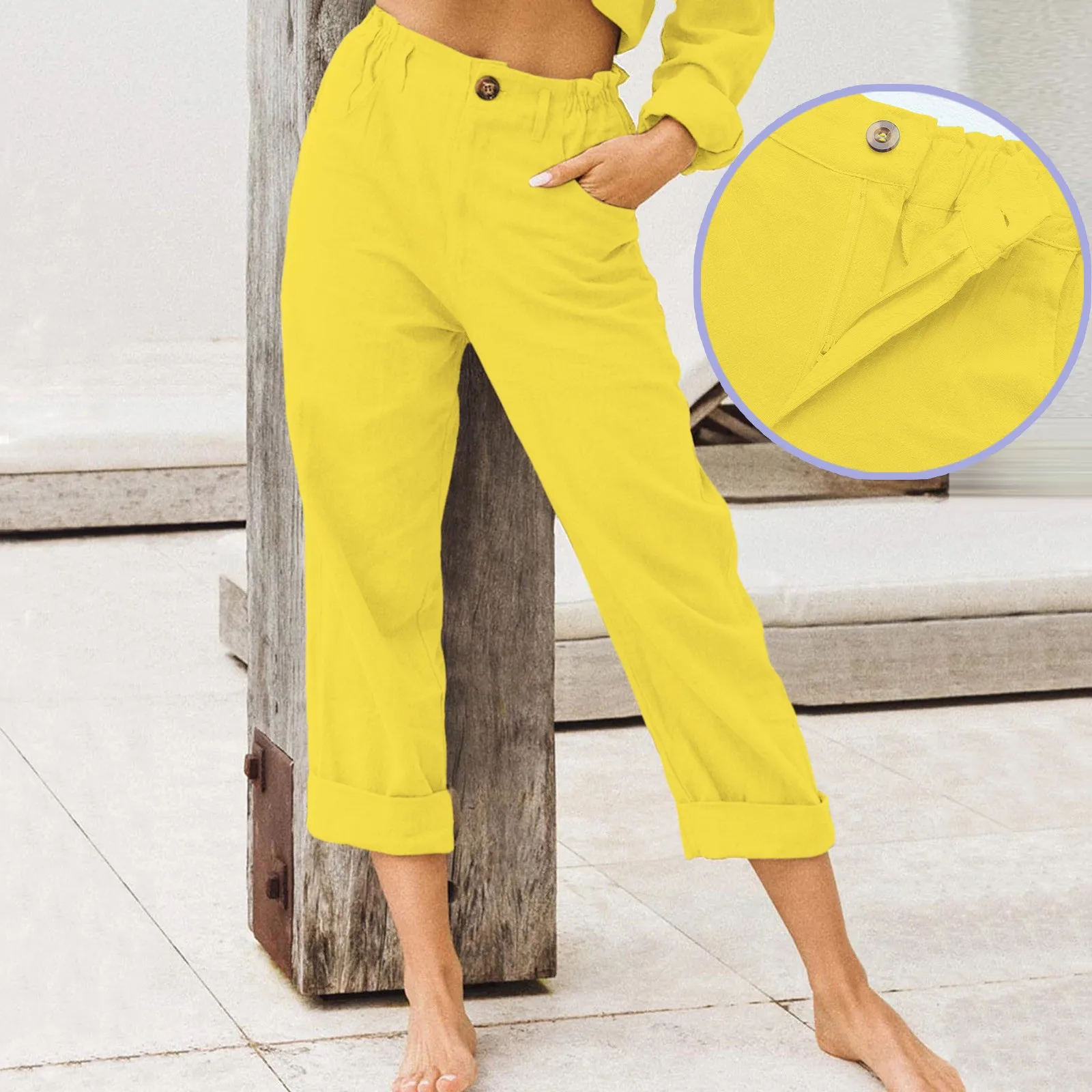 2023 Women Cotton Linen Harem Pants Solid Color Pockets Zipper Elastic Waist Trousers Stretch Casual Trousers Cropped Pants
2023 Women Cotton Linen Harem Pants Solid Color Pockets Zipper Elastic Waist Trousers Stretch Casual Trousers Cropped Pants