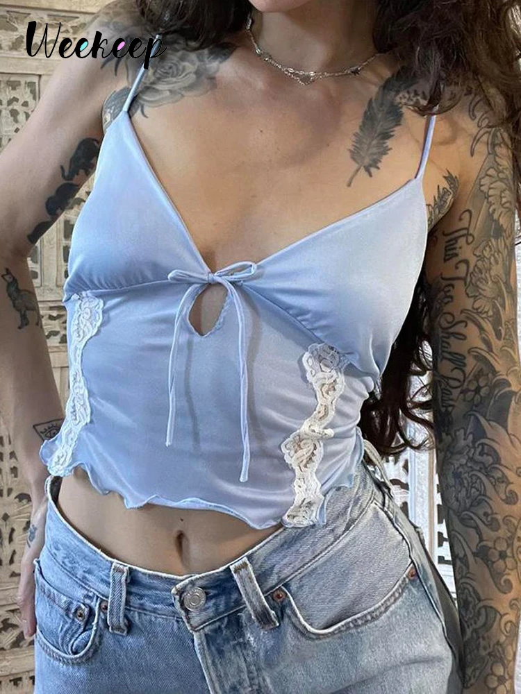 Weekeep Lace Corset Women Casual Tie Up Hollow Out Sexy Spaghetti Strap Tops Y2k Aesthetic Basic Summer Cropped Top Ladies Camis
Weekeep Lace Corset Women Casual Tie Up Hollow Out Sexy Spaghetti Strap Tops Y2k Aesthetic Basic Summer Cropped Top Ladies Camis