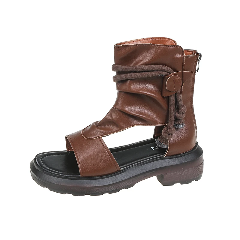 High top sandals retro back zipper summer new thick bottom side air back zipper sandals Roman style shoes women's sandals 
High top sandals retro back zipper summer new thick bottom side air back zipper sandals Roman style shoes women's sandals