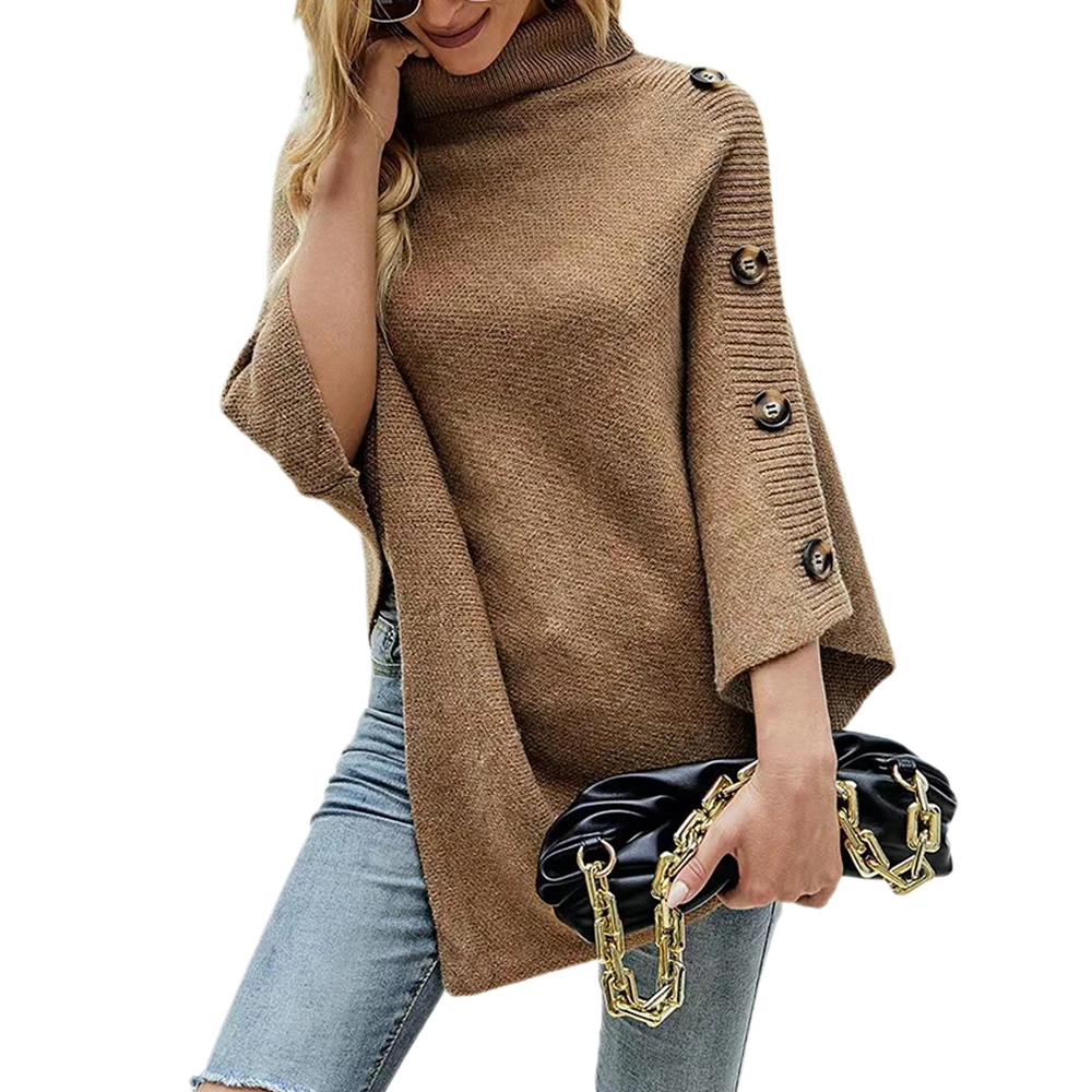 Womens Sweater Atumn Winter Women Clothing Solid Color Sweaters Fashion with Buttons Chawl High Collar Chunky Knitted Woman Tops
Womens Sweater Atumn Winter Women Clothing Solid Color Sweaters Fashion with Buttons Chawl High Collar Chunky Knitted Woman Tops
