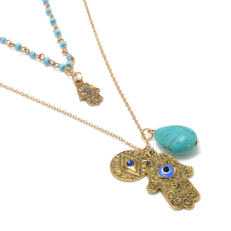 Layered Fatima Hand Evil Eye Pendant Necklace for Women Men Vintage Fashion Bohemian Jewelry Beaded Chain Choker Holiday Gifts
Layered Fatima Hand Evil Eye Pendant Necklace for Women Men Vintage Fashion Bohemian Jewelry Beaded Chain Choker Holiday Gifts