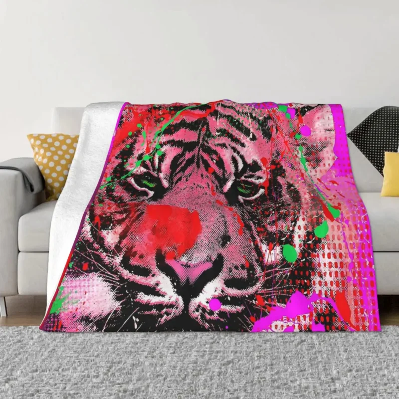 

Одеяло Tiger King of the Forest в виде животных, Фланелевое розовое удобное мягкое флисовое покрывало