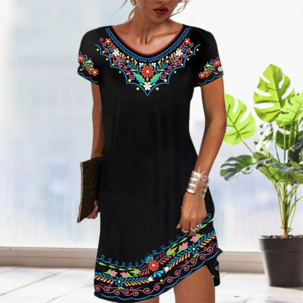 Chic Women Dress Floral Retro Short Sleeve Ladies Dress All-match Fashion Dress for Office
Chic Women Dress Floral Retro Short Sleeve Ladies Dress All-match Fashion Dress for Office