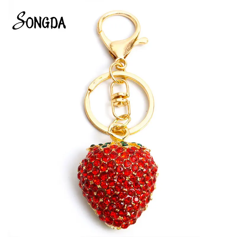 Fashion Crystal Rhinestone Red Strawberry Keychains Zinc Alloy Fruit Pendant Keyring Car Bag Key Chain Holder Women Girl Jewelry
Fashion Crystal Rhinestone Red Strawberry Keychains Zinc Alloy Fruit Pendant Keyring Car Bag Key Chain Holder Women Girl Jewelry
