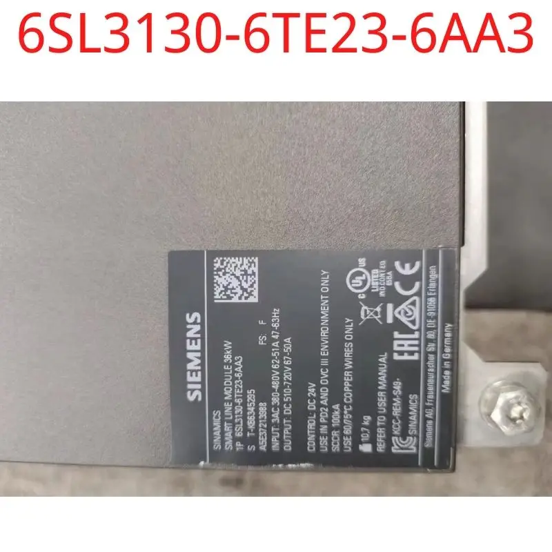used Siemens 6SL3130-6TE23-6AA3 SINAMICS S120 SMART LINE MODULE INPUT: 3AC 380-480V, 50/60HZ OUTPUT: DC 600V, 60A, 36KW test ok 
used Siemens 6SL3130-6TE23-6AA3 SINAMICS S120 SMART LINE MODULE INPUT: 3AC 380-480V, 50/60HZ OUTPUT: DC 600V, 60A, 36KW test ok