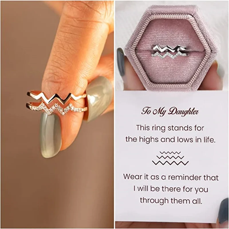 Vintage Double Wave Ring With Card Minimalist Aesthetic Adjustable Zircon Inlaid Wavy Ring for Women Fashion New In Jewelry Gift
Vintage Double Wave Ring With Card Minimalist Aesthetic Adjustable Zircon Inlaid Wavy Ring for Women Fashion New In Jewelry Gift