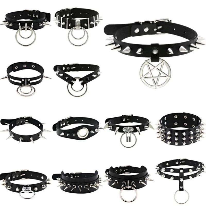 Unusual Goth Choker for Women Black Chains Necklaces Pike Rivet Sexy Collar Studded Punk Couple Pendants Egirls Gothic Jewelry
Unusual Goth Choker for Women Black Chains Necklaces Pike Rivet Sexy Collar Studded Punk Couple Pendants Egirls Gothic Jewelry