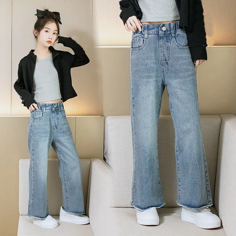 Girls Wide Leg Jeans Spring Loose Casual Straight Pants for Kids 2023 New School Children Blue Trousers Cotton Teens Clothes
Girls Wide Leg Jeans Spring Loose Casual Straight Pants for Kids 2023 New School Children Blue Trousers Cotton Teens Clothes