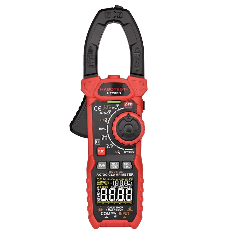 HABOTEST HT208D Clamp Multimeter Digital Professional 1000V Voltage Meter 1000A Inrush Current Tester Pinza Amperimetrica Meter
HABOTEST HT208D Clamp Multimeter Digital Professional 1000V Voltage Meter 1000A Inrush Current Tester Pinza Amperimetrica Meter