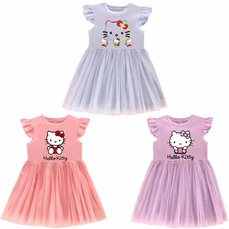 Детская летняя одежда Sanrios с героями мультфильмов HelloKittys, плиссированная газовая юбка с коротким рукавом для девочек, стильное платье принцессы
Детская летняя одежда Sanrios с героями мультфильмов HelloKittys, плиссированная газовая юбка с коротким рукавом для девочек, стильное платье принцессы
