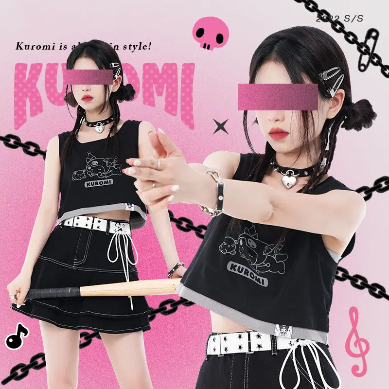 Кавайная майка Sanrios Kuromi Cinnamoroll, летний женский спортивный жилет без рукавов, аниме My Melody Y2K, футболка для девушек из двух частей
Кавайная майка Sanrios Kuromi Cinnamoroll, летний женский спортивный жилет без рукавов, аниме My Melody Y2K, футболка для девушек из двух частей