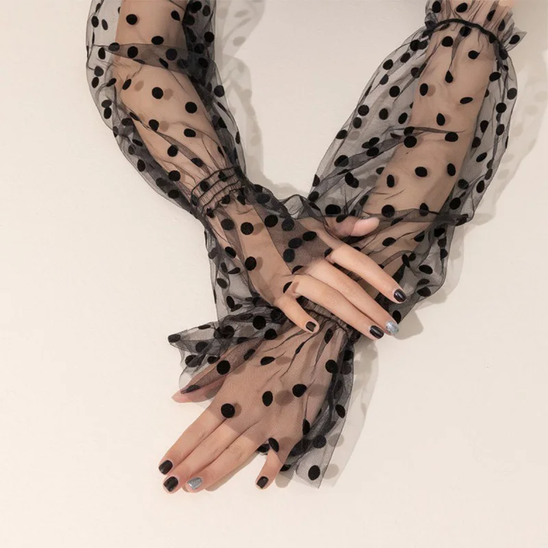Summer Women Sun Protection Long Gloves Arm Sleeve Lace Mesh Fingerless Gloves Cycling Black Print Dot Sunscreen Sleeves 
Summer Women Sun Protection Long Gloves Arm Sleeve Lace Mesh Fingerless Gloves Cycling Black Print Dot Sunscreen Sleeves