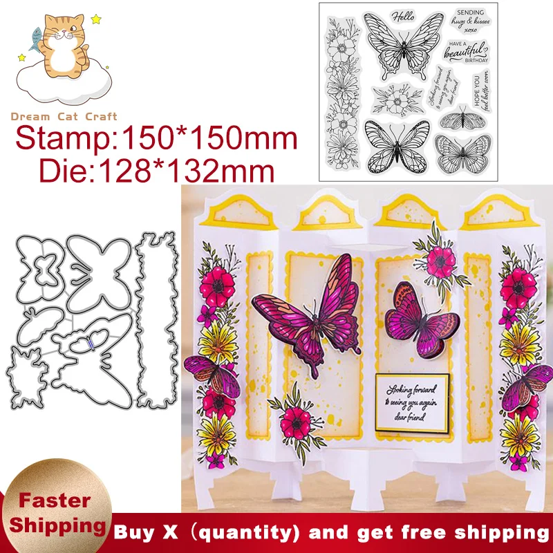 Butterfly Delight Butterflies Floral Garlands Flower Clear Stamps and Cutting Dies Diy Scrapbook Album Craft Cut Dies and Stamps
Butterfly Delight Butterflies Floral Garlands Flower Clear Stamps and Cutting Dies Diy Scrapbook Album Craft Cut Dies and Stamps