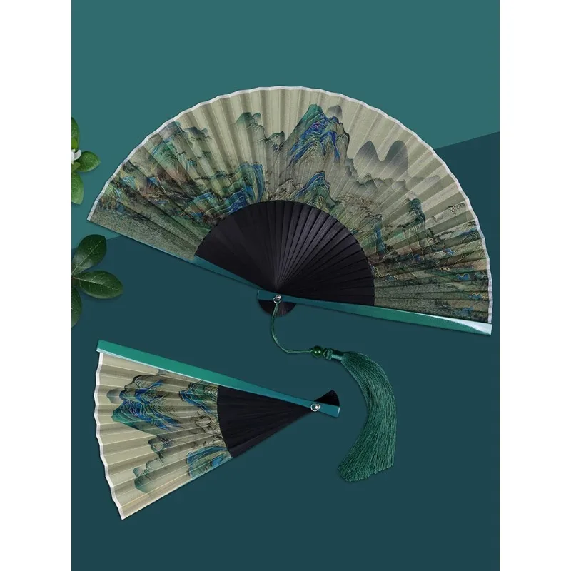 

Thousands of miles of Jiangshan map fan folding fan female Chinese style silk fan Forbidden City pastoral style portable folding