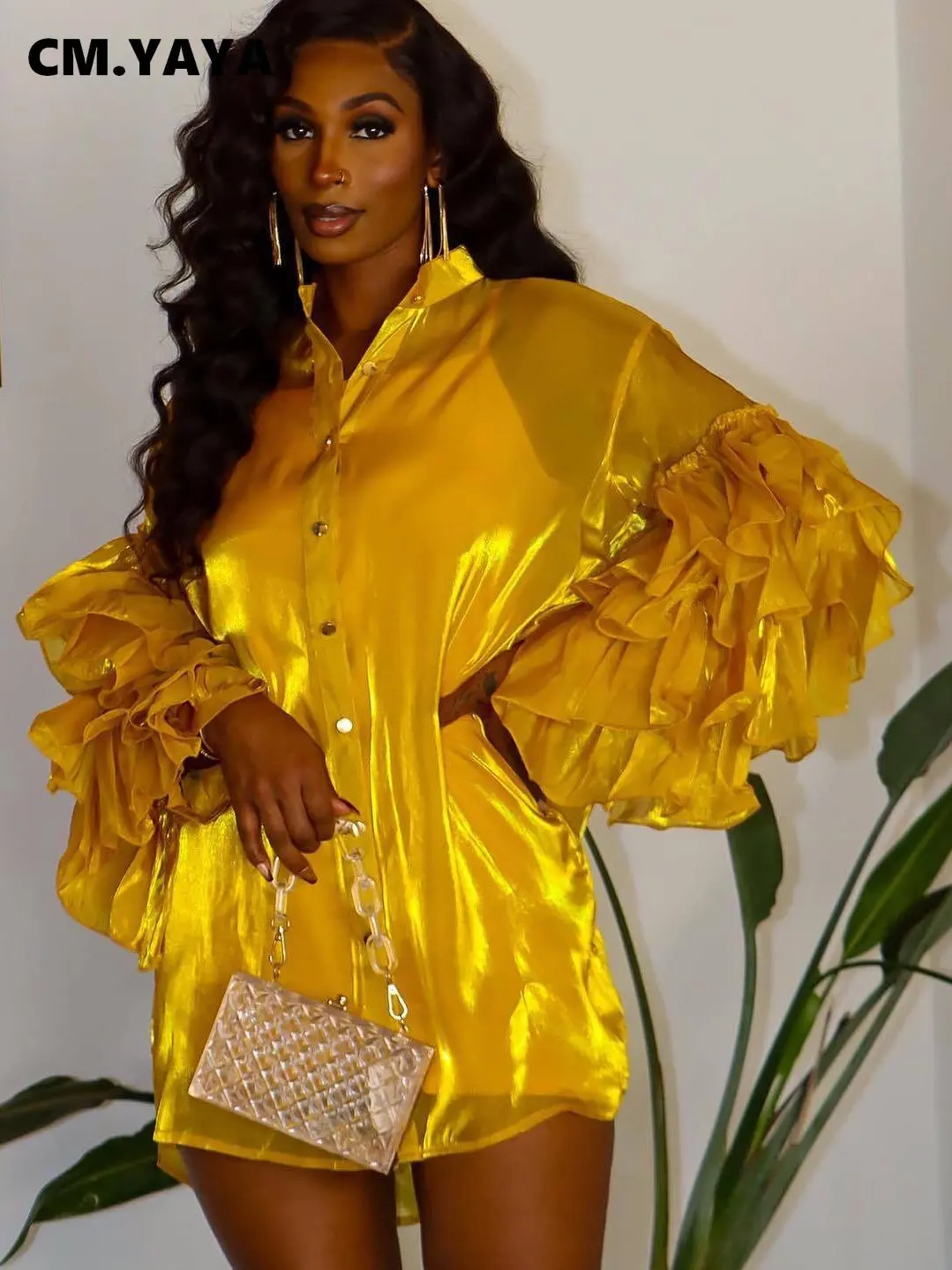 CM.YAYA INS Cascading Ruffles Petal Sleeve Single Breasted Turn-down Neck Shirt Dress for Women 2022 Slim Blouse Smock Dresses
CM.YAYA INS Cascading Ruffles Petal Sleeve Single Breasted Turn-down Neck Shirt Dress for Women 2022 Slim Blouse Smock Dresses