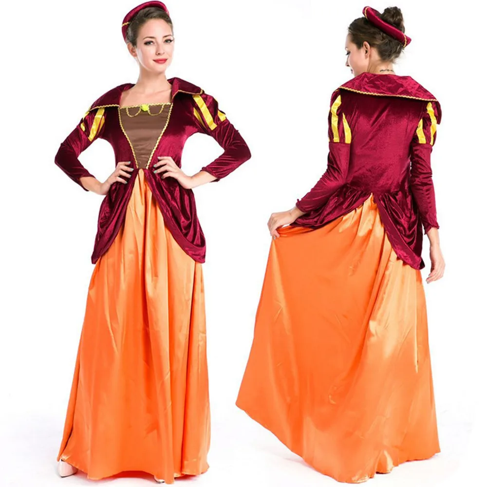 Женский костюм для косплея на Хэллоуин Европейский средневековый двор королева
