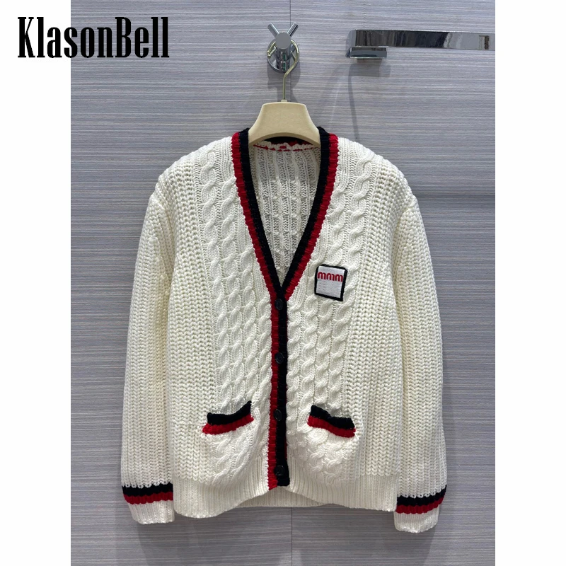 8.26 KlasonBell V-Neck Wool Knitted Cardigan Women Fashion Contrast Color Twist Sweater
8.26 KlasonBell V-Neck Wool Knitted Cardigan Women Fashion Contrast Color Twist Sweater
