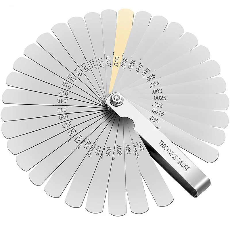 32 Blades Feeler Gauge High Precision Gage Measurment Tool Gapped Filler Tools Measure with Brass Woodworking Measuring Range
32 Blades Feeler Gauge High Precision Gage Measurment Tool Gapped Filler Tools Measure with Brass Woodworking Measuring Range