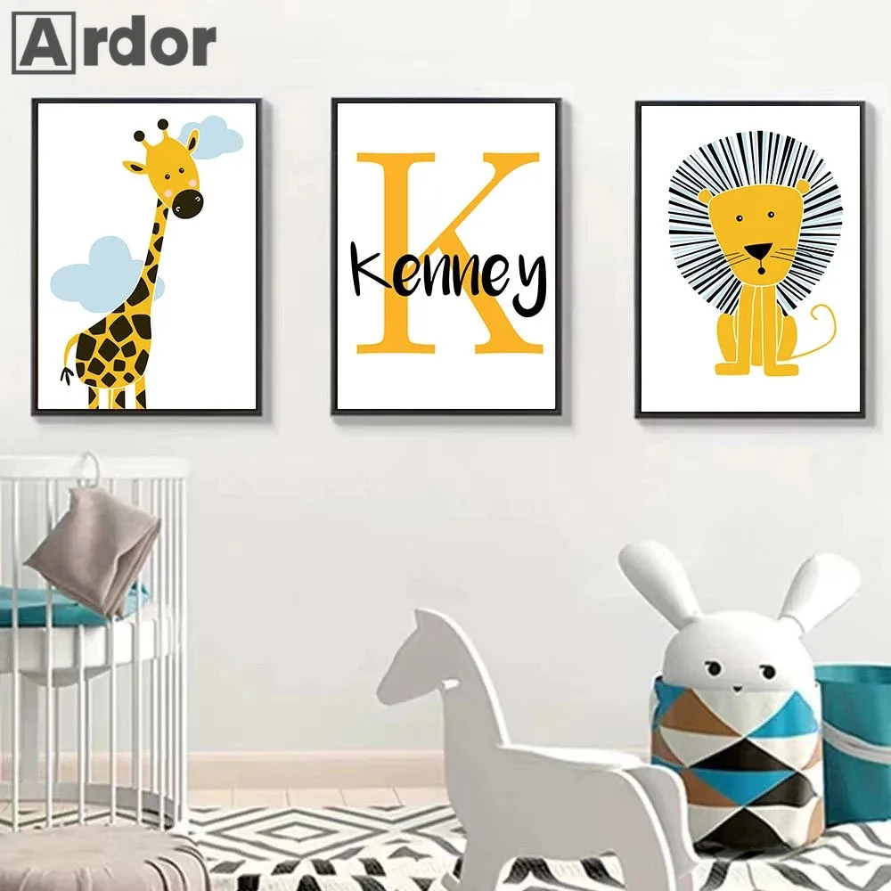 Yellow Lion Wall Art Custom Name Canvas Painting Giraffe Poster Nursery Art Prints Nordic Wall Pictures Kids Room Decoration
Yellow Lion Wall Art Custom Name Canvas Painting Giraffe Poster Nursery Art Prints Nordic Wall Pictures Kids Room Decoration