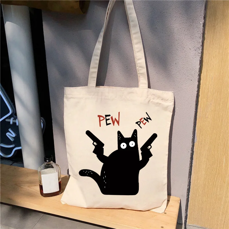 Pew pew Cat Print Women Canvas Shopping Bag Travel Tote Bag Harajuku Aesthetic Reusable Shoulder Bag Handbag Student Book Bags
Pew pew Cat Print Women Canvas Shopping Bag Travel Tote Bag Harajuku Aesthetic Reusable Shoulder Bag Handbag Student Book Bags