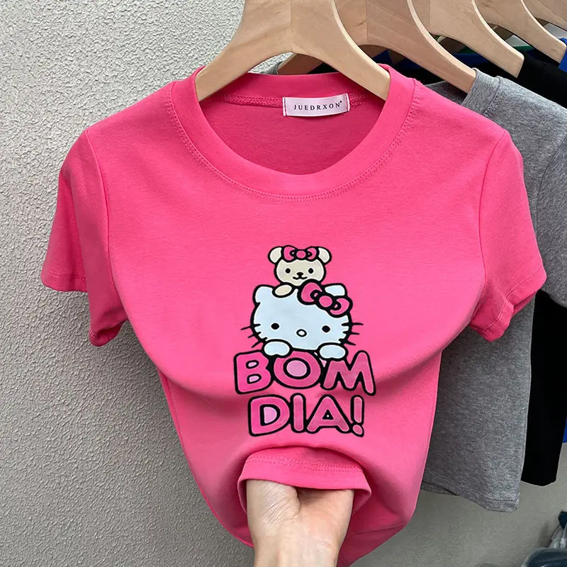 Summer Fashion New Kawaii Y2K Sanrio Hellokitty Short Sleeved Cartoon Cute Girls Slim Short Paragraph Hundred with T-Shirt Tops
Summer Fashion New Kawaii Y2K Sanrio Hellokitty Short Sleeved Cartoon Cute Girls Slim Short Paragraph Hundred with T-Shirt Tops