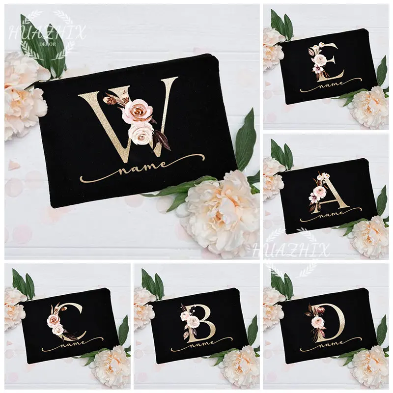Personalized Custom Initial Name Makeup Bag Gold Alphabet Flowers Cosmetic Canvas Bags Luxurious Wedding Party Organizer Bag
Personalized Custom Initial Name Makeup Bag Gold Alphabet Flowers Cosmetic Canvas Bags Luxurious Wedding Party Organizer Bag