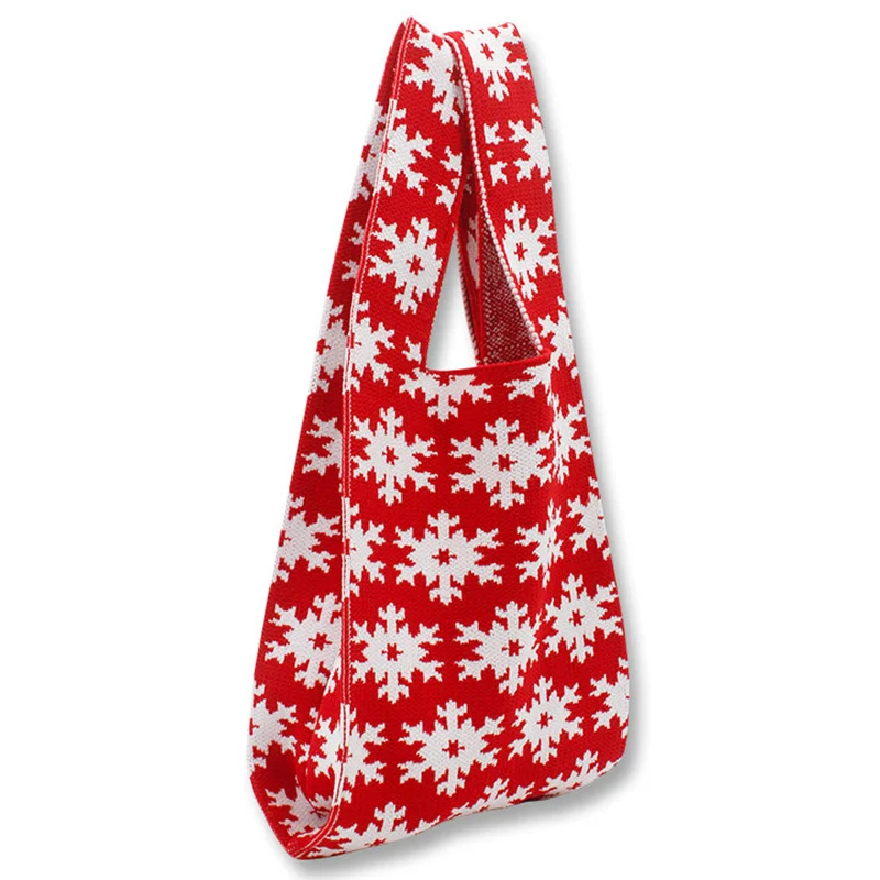 Female Christmas Gift Jacquard Knitted Shopper Pouch Tote Bag Big Capacity Kawaii Cute Snowflake Crochet Woven Knot Wristlet Bag
Female Christmas Gift Jacquard Knitted Shopper Pouch Tote Bag Big Capacity Kawaii Cute Snowflake Crochet Woven Knot Wristlet Bag