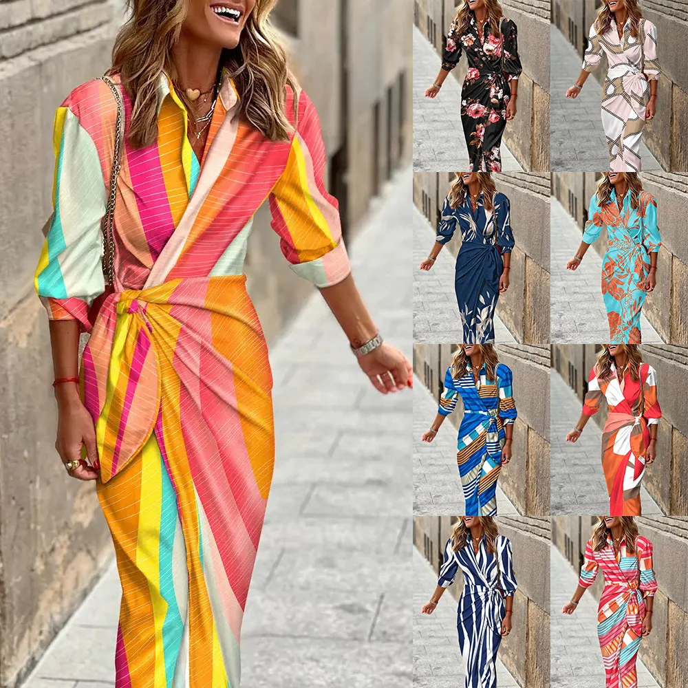 2022 Summer Women's Shirt Dresses New Fashion Printed Shirt Collar Tie Midi Striped Dress Irregular Skirt Female Long Dress Long
2022 Summer Women's Shirt Dresses New Fashion Printed Shirt Collar Tie Midi Striped Dress Irregular Skirt Female Long Dress Long