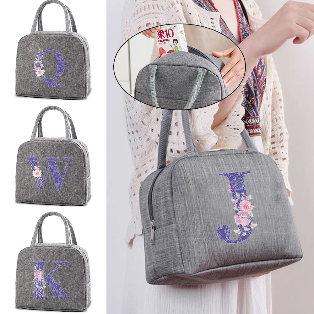 Portable Fresh Cooler Bags Zipper Thermal Lunch Bags for Men Women Convenient Purple Flower Letter Print Lunch Box Tote Food Bag
Portable Fresh Cooler Bags Zipper Thermal Lunch Bags for Men Women Convenient Purple Flower Letter Print Lunch Box Tote Food Bag