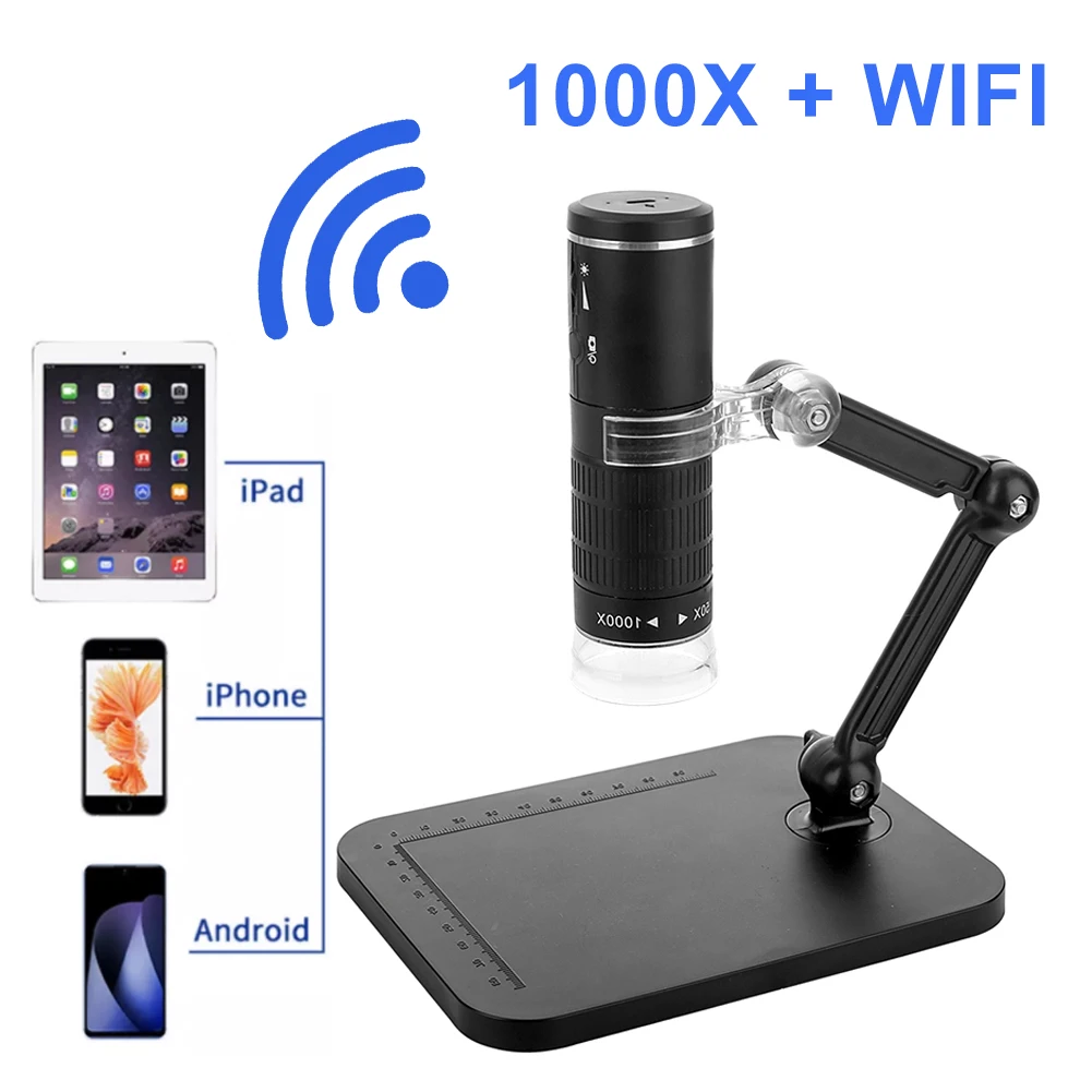 WiFi Digital Microscope Wireless Handheld HD Inspection Camera 50-1000x Magnification with Stand for iPhone Android PC Window
WiFi Digital Microscope Wireless Handheld HD Inspection Camera 50-1000x Magnification with Stand for iPhone Android PC Window