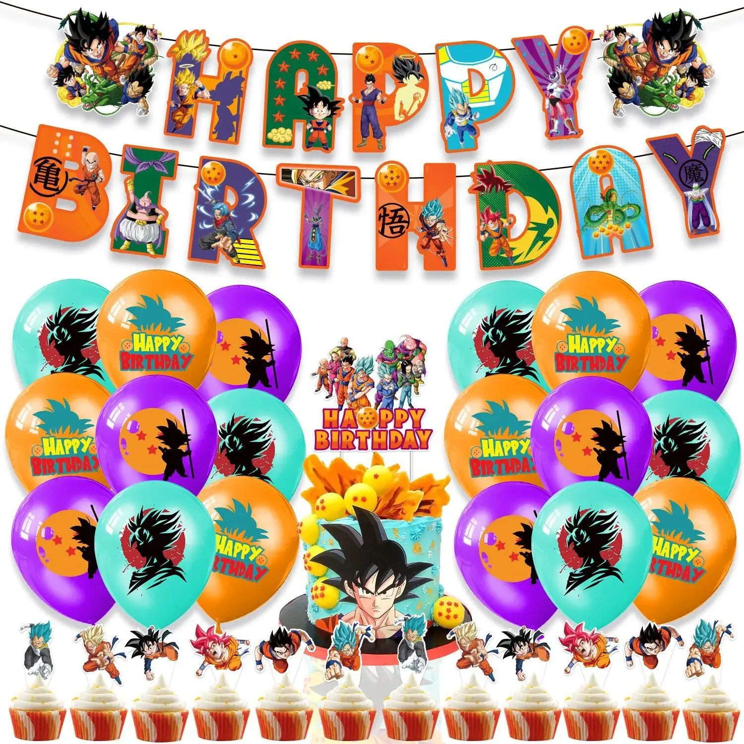 Украшение для дня рождения в виде Dragon Ball супербаннерный торт фирменные воздушные