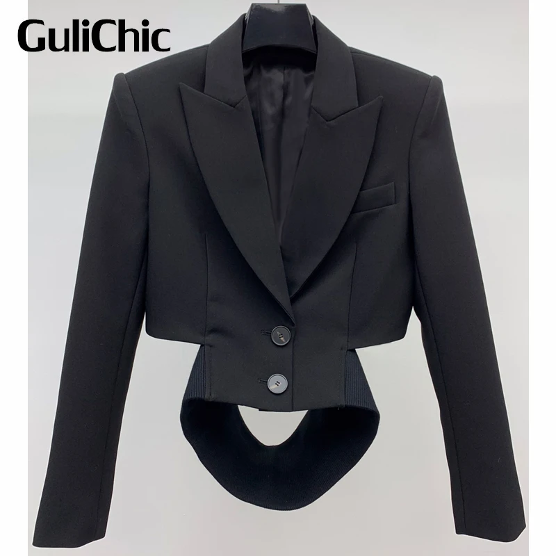 7.2 GuliChic Women Temperament Notched Collar Single Breasted Hollow Out Ribbed Knit Collect Waist Short Blazer 
7.2 GuliChic Women Temperament Notched Collar Single Breasted Hollow Out Ribbed Knit Collect Waist Short Blazer