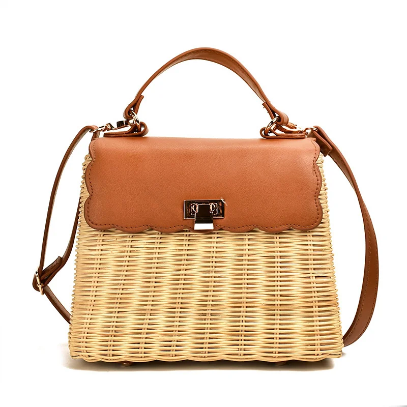 New Leather Straw Woven Patchwork Tote Bags Handmade woven rattan handbag Women Shoulder Bags Vintage Crossbody Bag
New Leather Straw Woven Patchwork Tote Bags Handmade woven rattan handbag Women Shoulder Bags Vintage Crossbody Bag