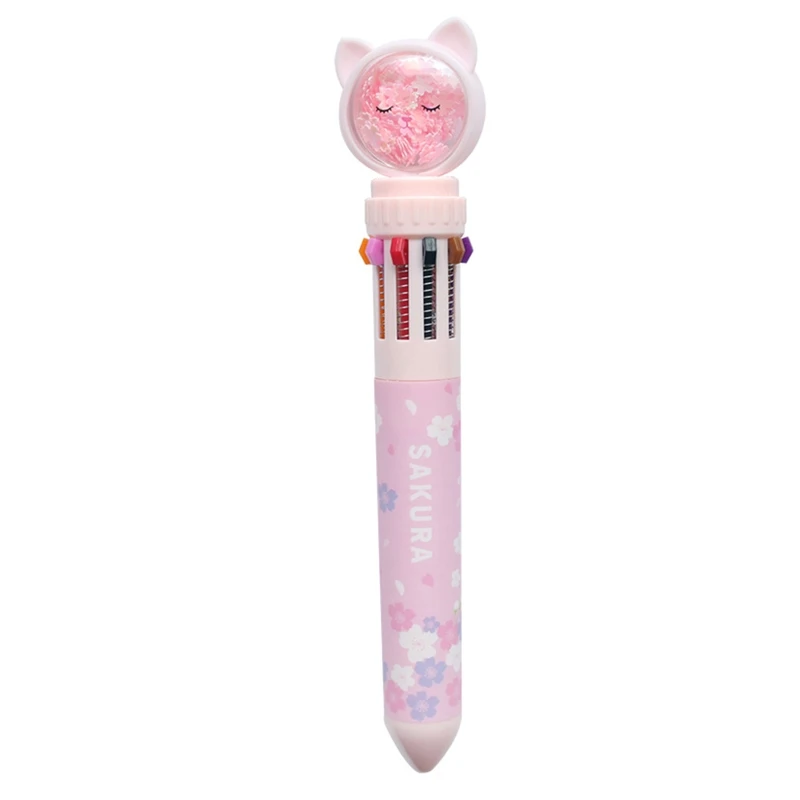 

Cute Bling Retractable 10 In1 Ballpoint Pen Flower for Cat Multi Colors Comfortable Writing for Boys Girls Preschool Kid