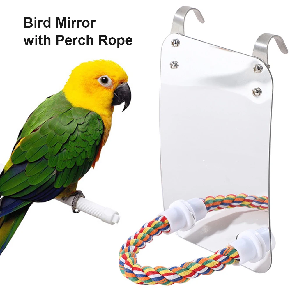 Pet Acrylic Mirror Bird Toy Mirror Woven Cotton Rope Climbing Standing Chewing Swing Pet Toys Perches Fun Game Plaything
Pet Acrylic Mirror Bird Toy Mirror Woven Cotton Rope Climbing Standing Chewing Swing Pet Toys Perches Fun Game Plaything