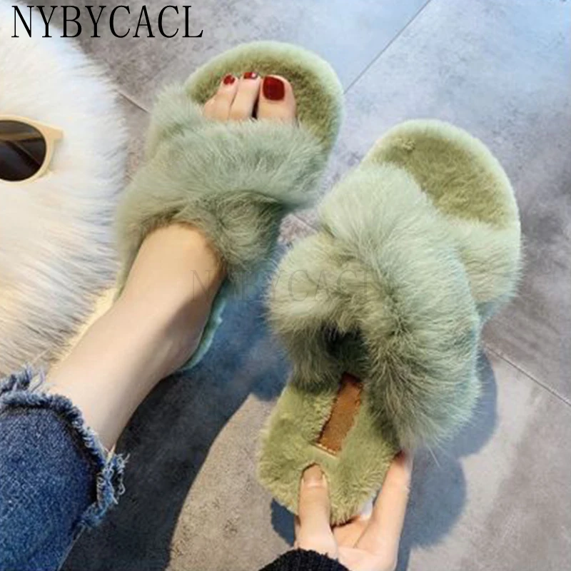 Plush Slippers Real Rabbit Fur Slides Fashion Cross Band Flat Sandals Winter House Women Fur Slippers Ladies Fluffy Home Shoes
Plush Slippers Real Rabbit Fur Slides Fashion Cross Band Flat Sandals Winter House Women Fur Slippers Ladies Fluffy Home Shoes