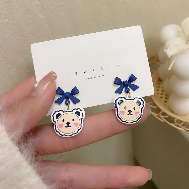 Bowknot Blue Temperament Cute Earrings Dangle Little Bear Aesthetic Korean Earrings Wholesale
Bowknot Blue Temperament Cute Earrings Dangle Little Bear Aesthetic Korean Earrings Wholesale