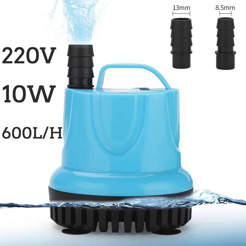 

220-240V 10W Flow 600L/H Quiet Submersible Pump Aquariums Fountain Rockery Fish Pond Garden Hydroponic System Water Pump Filter