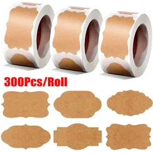 300Pcs/Roll Spice Kraft Paper Label Handmade Blank Gift Tags Paper Jar Glass Bottle Stationery DIY Kitchen Sealing Stickers