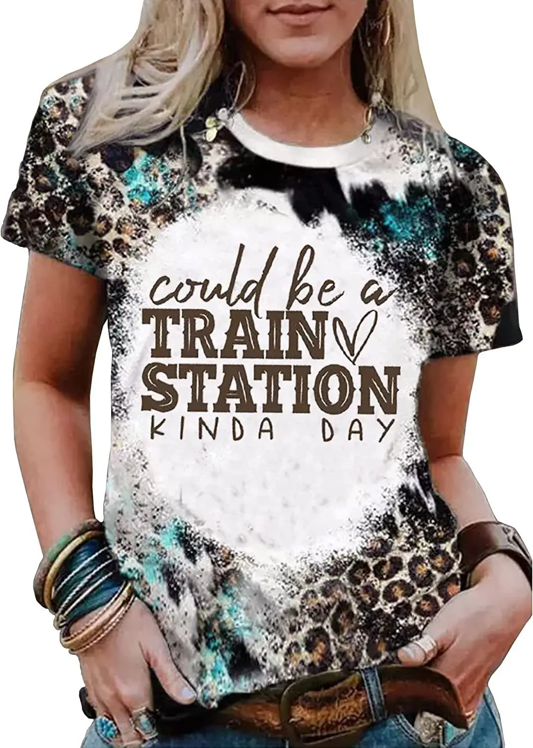 Women Summer Tops The New Text Leopard Print Short-sleeved Round Neck T-shirt Female 2023
Women Summer Tops The New Text Leopard Print Short-sleeved Round Neck T-shirt Female 2023