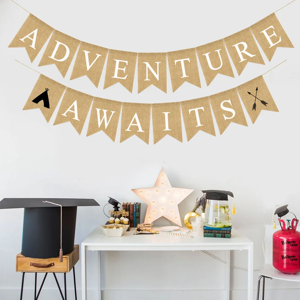 1PC Birthday Supplies Adventure Awaits Sign Wedding Party Garlands Themed Party Banner
1PC Birthday Supplies Adventure Awaits Sign Wedding Party Garlands Themed Party Banner