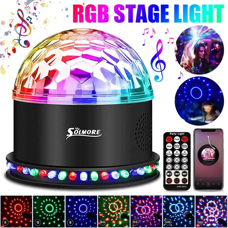 Sound Activated Bluetooth Remote Disco Ball Party Lights 12W RGB LED Stage Lights Laser Projector Light For Christmas Party
Sound Activated Bluetooth Remote Disco Ball Party Lights 12W RGB LED Stage Lights Laser Projector Light For Christmas Party