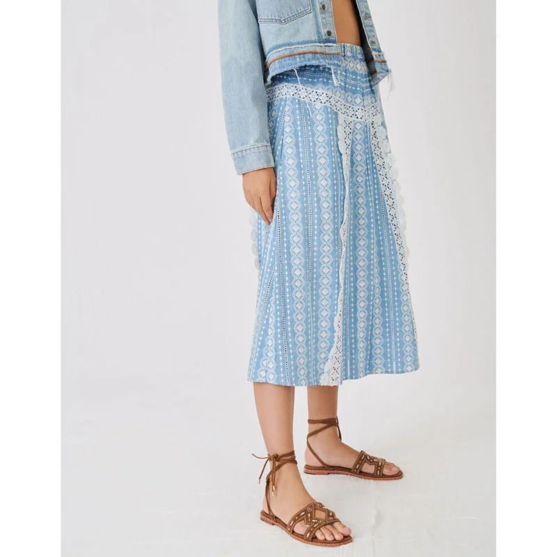 and Spring Summer Women Fashion Shirt New Denim Patchwork Lace Loose Half-body Skirt Retro Holiday Casual
and Spring Summer Women Fashion Shirt New Denim Patchwork Lace Loose Half-body Skirt Retro Holiday Casual